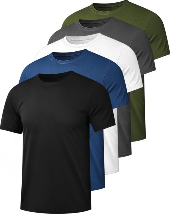 5 Pack Mesh Workout Shirts for Men Dry Fit Gym Shirts Quick Dry Athletic Short Sleeve T-Shirt Moisture Wicking - Image 2