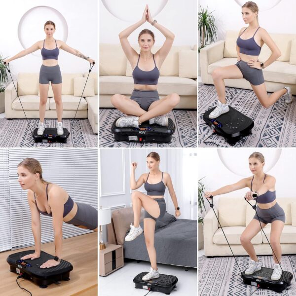 AXV Vibration Plate Fitness Platform Exercise Machine Vibrating Lymphatic Drainage Shaking Full Body Shaker Workout Vibrate Stand Shake Board Sport Gym for Weight Loss Fat Burner for Women Men - Image 10