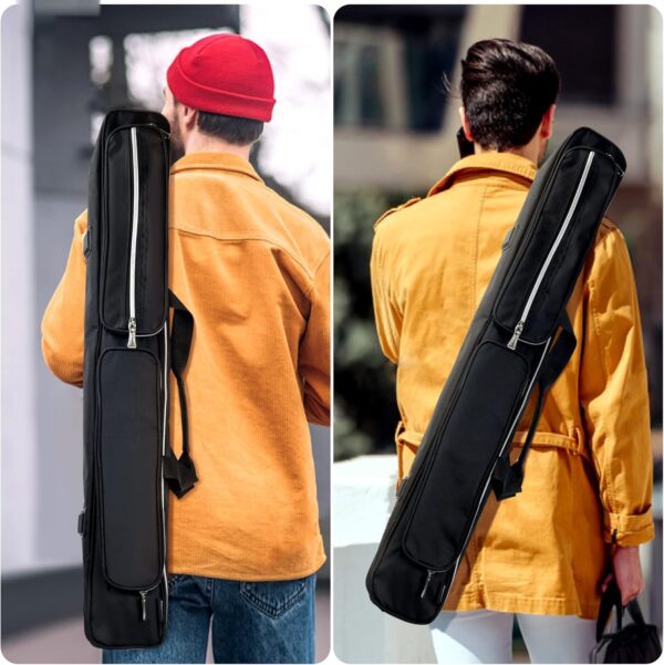 2x2 Pool Cue Case, Heavy Duty Oxford Wear-Resistant Soft Billiard Cue Stick Case Bag with Adjustable Shoulder Strap, Pool Stick Case for 2 Sticks /2 Butt/2 Shaft/, Black - Image 3