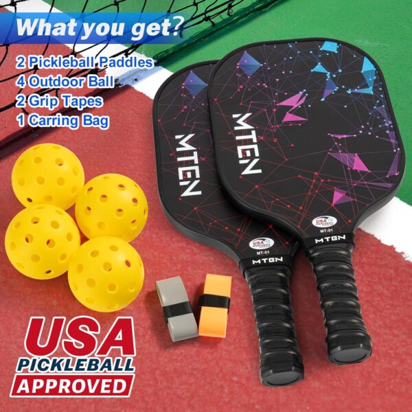 Pickleball Paddles, USAPA Approved Fiberglass Surface Pickleball Set with Pickleball Rackets, Pickleball Paddles Set ​for Men Women - Image 8