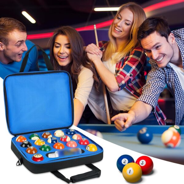 Pool Ball Case, Billiard Balls Carrying Bag with Shoulder Strap, Padded Travel Cue Ball Storage Box for One Set of Billiards Balls 2-1/4'' and Accessories, Black - Image 8