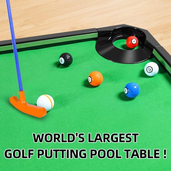 Golf Game -Combining Mini Pool Table & Golf - World’s Largest Putting Green Indoor，Putting Mat 108.2" L x 57.4" W，Golf Pool Indoor Family Game - Image 3