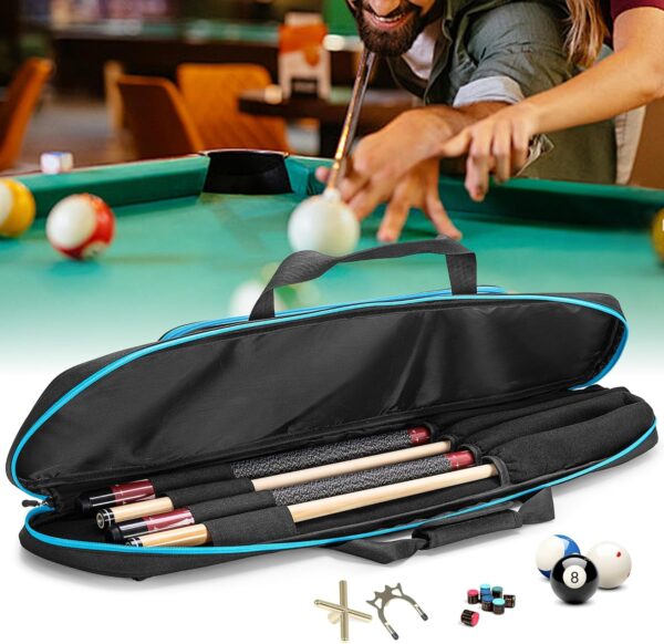 2x2 Pool Cue Case Holds 2 Butts and 2 Shafts, Soft Pool Stick Holder Case with Front Accessories Pocket, Billiard Cue Carrying Cases with Shoulder Strap for Easy Carry - Image 8