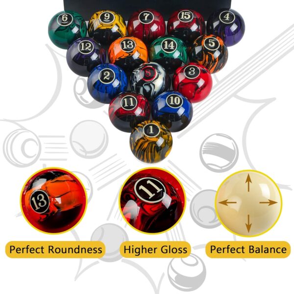 Premium Billiard Balls Pool Table Accessories 2-1/4" Regulation Size 16 Pool Balls Billiard Set - Image 5