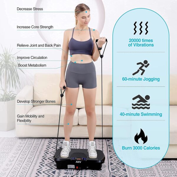 AXV Vibration Plate Fitness Platform Exercise Machine Vibrating Lymphatic Drainage Shaking Full Body Shaker Workout Vibrate Stand Shake Board Sport Gym for Weight Loss Fat Burner for Women Men - Image 8