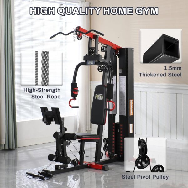 Home Gym, Multifunctional Workout Equipment with Leg Press, Exercise Equipment for Home with Pulley System, Home Gym Equipment for Full Body Strength Training - Image 4