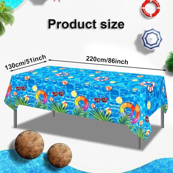 MEMOVAN 2pcs Summer Pool Tablecloth Beach Tablecloth Beach Themed Table Cover Swimming Party Table Cover Pool Surfboard Party Table Cloth Decor for Summer Hawaiian 51 x 86 inch - Image 3