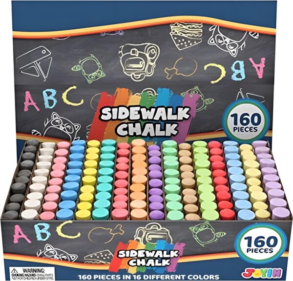 160 PCS Sidewalk Chalks Set Non-Toxic Washable Jumbo Chalk for Outdoor Art Play, Painting on Chalkboard, Blackboard and Playground - Image 2