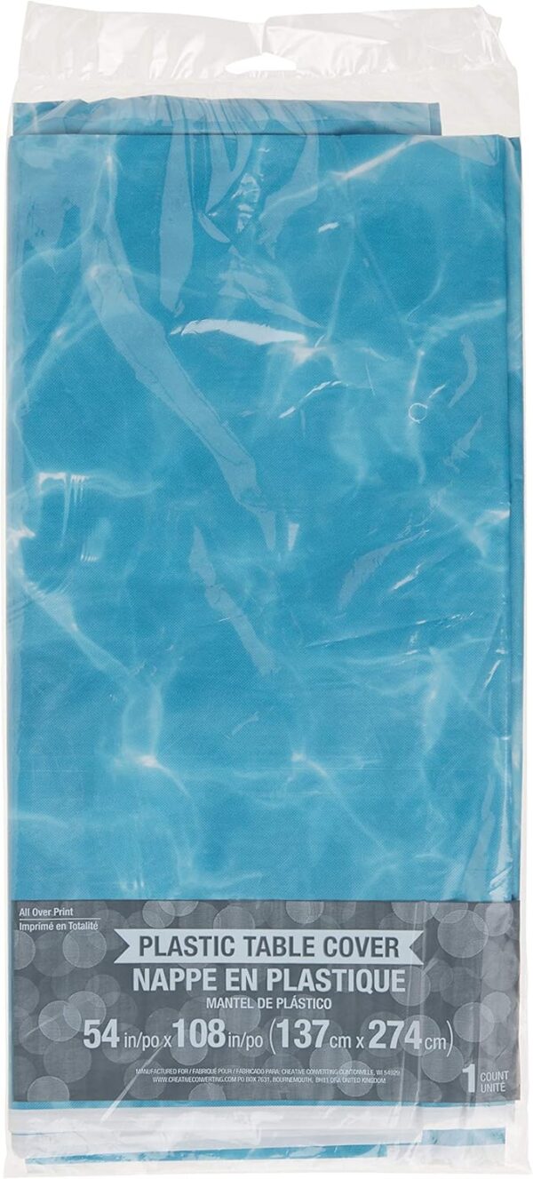 Creative Converting 329657 Plain Water Print Plastic Tablecloth - Image 4