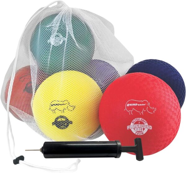 Champion Sports RSPG7SET Playground Ball Set: Six 7 Inch Rhino Skin Soft Inflatable Balls Includes Storage Bag and Pump - Image 2