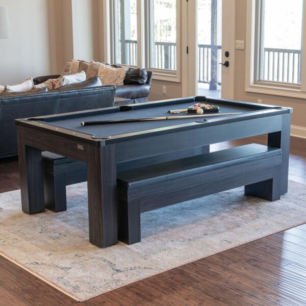 New York Nights 7 Ft Pool Table Set with Benches and Top - Image 2