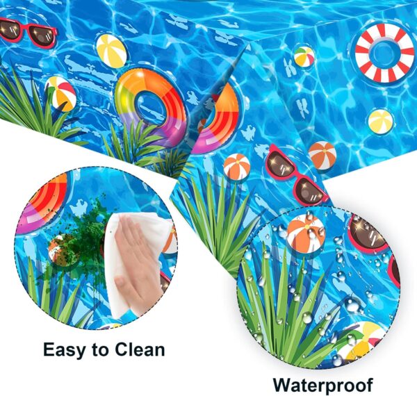 MEMOVAN 2pcs Summer Pool Tablecloth Beach Tablecloth Beach Themed Table Cover Swimming Party Table Cover Pool Surfboard Party Table Cloth Decor for Summer Hawaiian 51 x 86 inch - Image 4