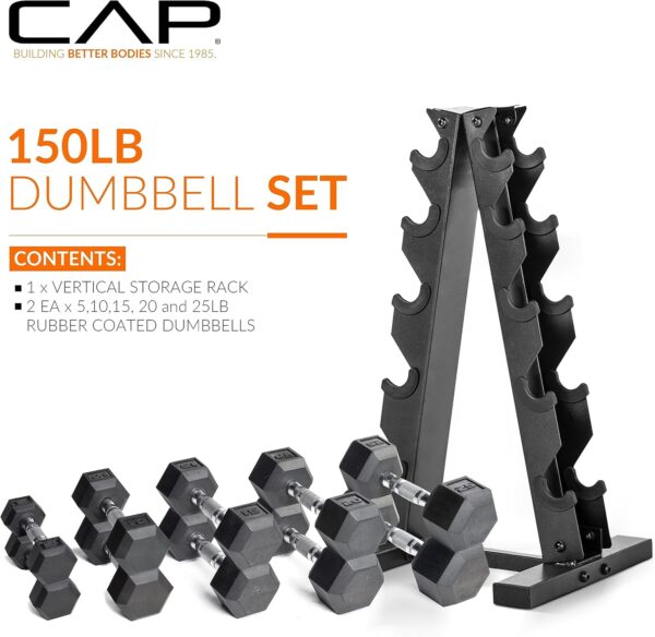 CAP Barbell Dumbbell Set with Rack | Multiple Options in 150lbs and 210lbs - Image 3