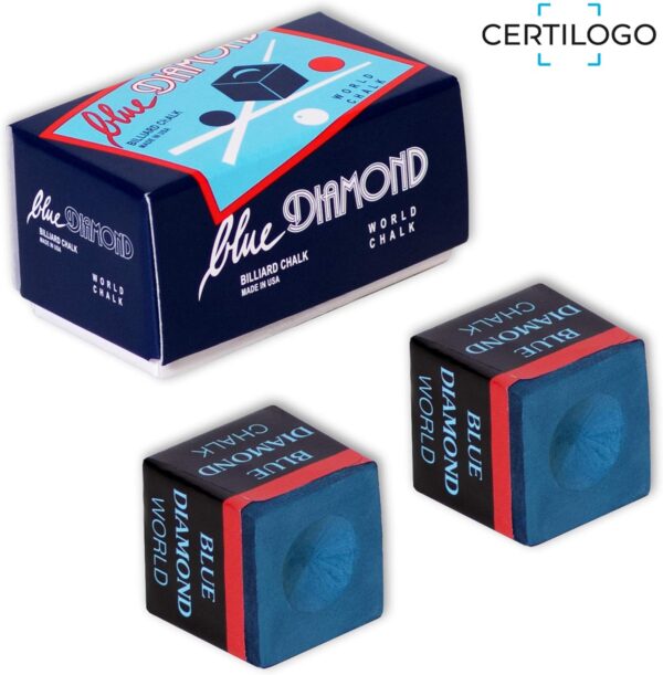 Blue Diamond Billiard Pool Cue Chalk w/Certilogo protection - 4 pcs by Longoni - Image 5