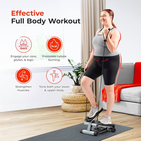 Sunny Health & Fitness Mini Steppers for Exercise at Home, Stair Step Workout Machine with Optional Resistance Bands, Full Body Cardio Equipment, Optional Free SunnyFit App Connection Smart Stepper - Image 3