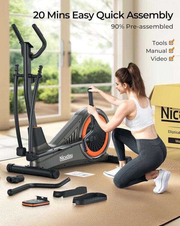 Niceday Elliptical Machine, Elliptical Exercise Machine for Home with Hyper-Quiet Magnetic Driving System, Elliptical Trainer with 15.5IN-18IN Stride, 16 Resistance Levels, 400LBS Loading Capacity - Image 9