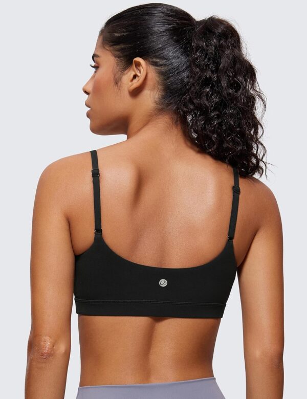 CRZ YOGA Womens Butterluxe Adjustable Spaghetti Strap Sports Bra - Scoop Neck Wireless Padded Yoga Workout Crop Top - Image 3