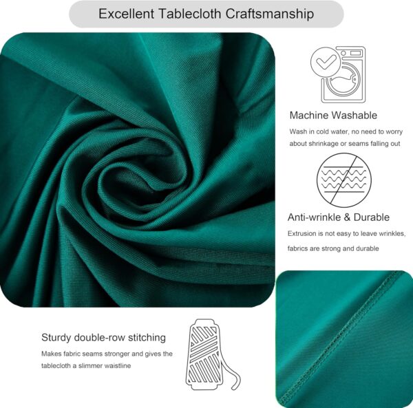 24x43 Inch Round Spandex Cocktail Tablecloth, Dark Green Elastic Fitted Highboy Bar Table Cloth, High Top Circular Base Adjustable Pub Table Cover for Wedding Pool Party Anniversary - Image 4