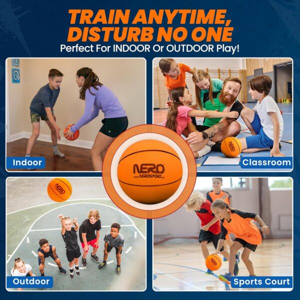 Ninja Silent Basketball- Soft Foam Indoor Basketball Size 3 (7 inches) | Soundless Basketball for Quiet Dribbling and Indoor Training (Ball in Bag) - Image 7