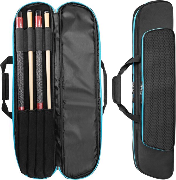 2x2 Pool Cue Case Holds 2 Butts and 2 Shafts, Soft Pool Stick Holder Case with Front Accessories Pocket, Billiard Cue Carrying Cases with Shoulder Strap for Easy Carry - Image 2