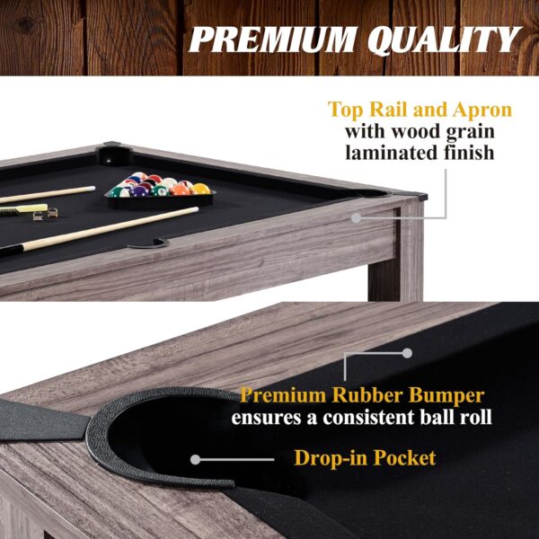 Barrington Billiards Monteray 7’ Drop Pocket Pool Table 3-in-1 Dining Top & Table Tennis with Game Accessories - Mutiple Styles - Image 5