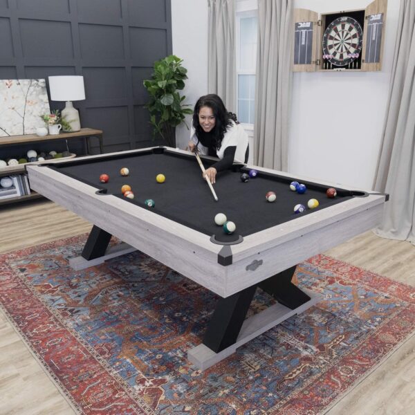 American Legend Kirkwood 90” Billiard Table with Rustic Finish, K-Shaped Legs and Black Cloth, Brown - Image 7