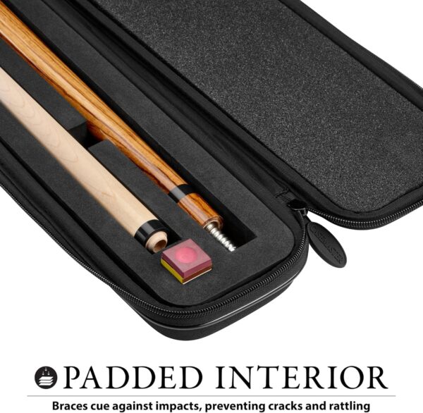 Parallax Billiard/Pool Cue Case 600D Oxford Heavyweight Polyester Fabric and Padded Interior, Holds 1 Complete 2-Piece Cue (1 Butt/1 Shaft) - Image 3