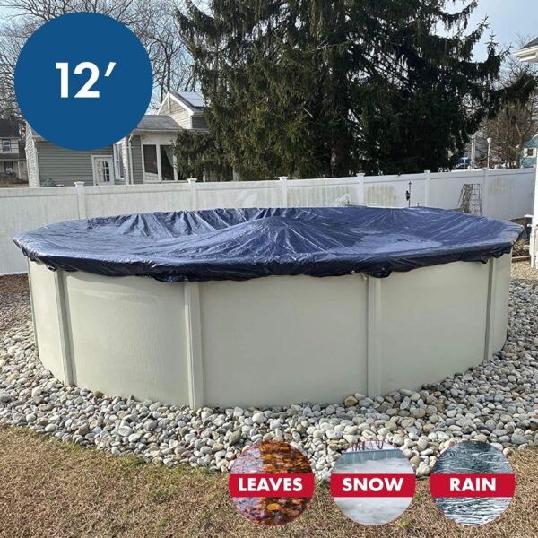 Winter Pool Cover for Above Ground Pools, 12’ Ft., Round Winter Aboveground Pool Cover, 8-Year Warranty, Includes Winch and Cable, Superior Strength & Durability, UV Protected - Image 3